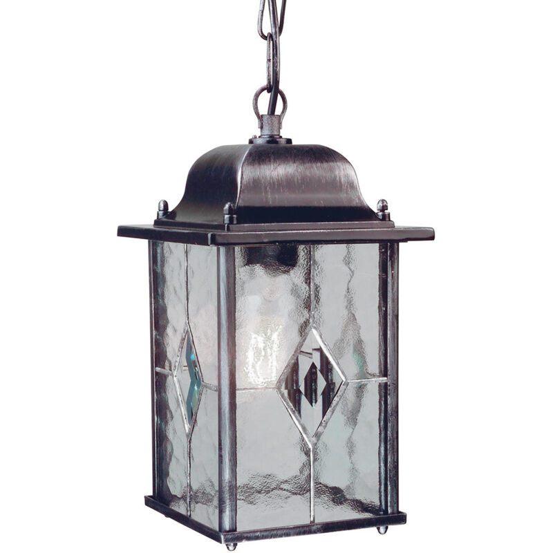 Wexford - Lanterna a Catena da Soffitto per Esterno 1 Luce Nero Argento IP43, E27 - Elstead