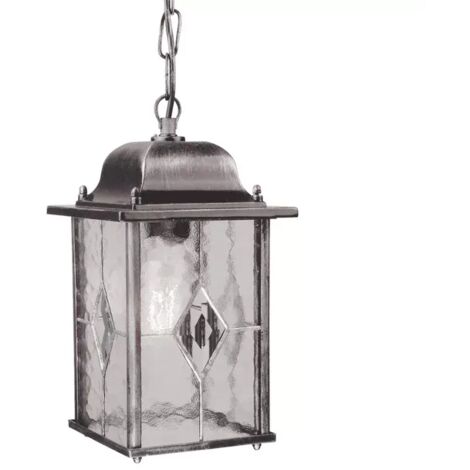 Elstead Wexford - Lanterna a Catena da Soffitto per Esterno 1 Luce Nero Argento IP43, E27