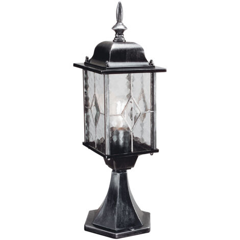 Elstead Wexford - Lanterne sur piédestal d'extérieur à 1 ampoule noir argent IP43, E27