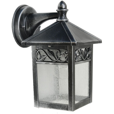 Elstead Winchcombe - Lanterna da parete per esterni a 1 luce con luce nera, argento IP44, E27
