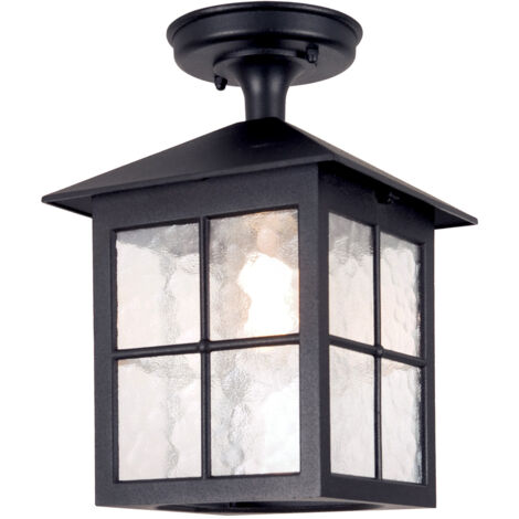 Elstead Winchester - Lanterne de plafond extérieure à 1 ampoule noire IP43, E27