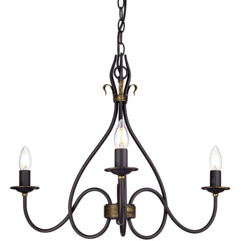Elstead Windermere - Multi Arm Chandelier 3 Light Rust, Gold Finish - Farben nicht enthalten, E14