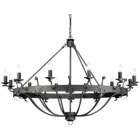 Elstead Windsor Graphite - Lustre suspendu à 12 ampoules - Graphite