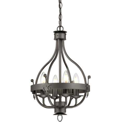 Elstead Windsor - Lampadario 4 Luci Finitura Grafite, E14
