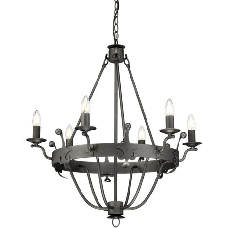 Elstead Windsor - Lampadario a 6 luci finitura grafite, attacco E14