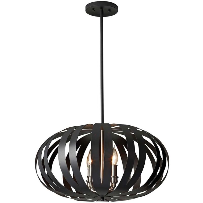 Lampadario Lampada a Sospensione Plafoniera Acciaio Nero d 55,2 cm lampada da sala da pranzo