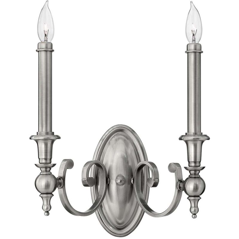 Lampada da parete luce acciaio nichel H 38,1 cm luce corridoio lampada scala 2 fiamme