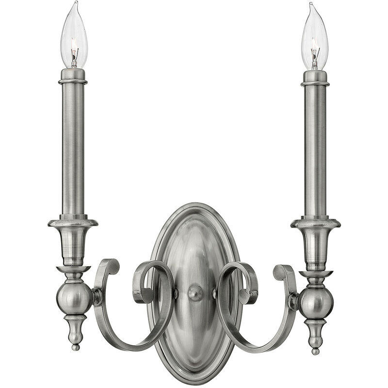 Elstead Yorktown - Lampada da parete per interni a 2 luci con candela, nichel antico, E14