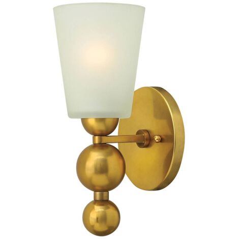 Elstead Zelda - 1 Licht Wandleuchte Vintage Messing Glasschirm, E27
