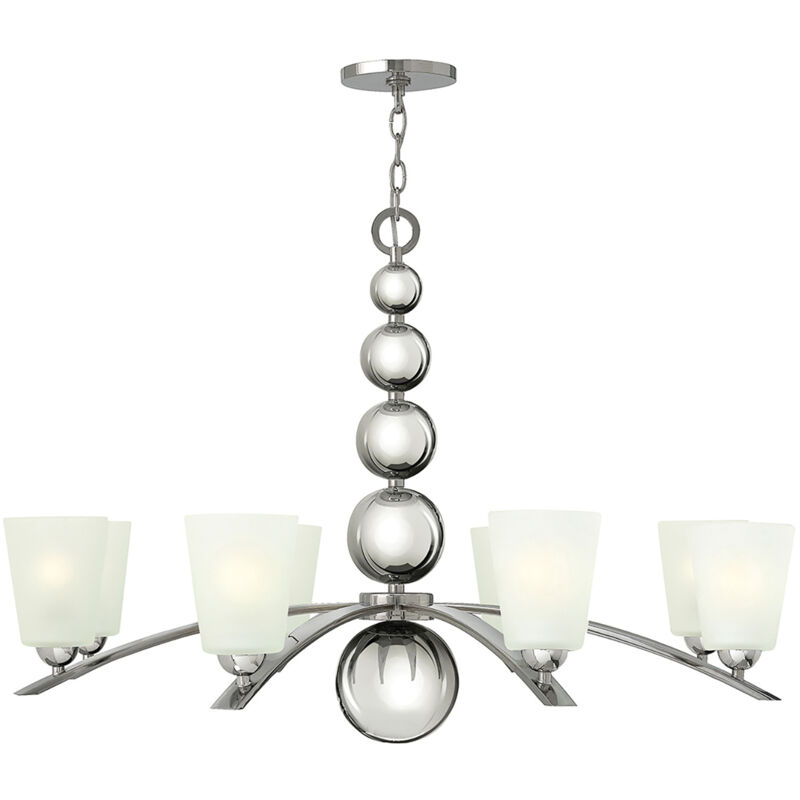 Elstead - Lampadario Contemporaneo Zelda Acciaio Nichel Lucido Vetro 8 Luci E27