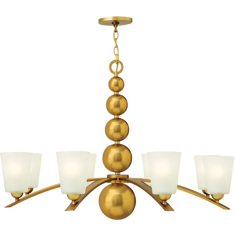 Elstead Zelda - Lampadario a 8 luci multibraccio finitura ottone vintage, attacco E27