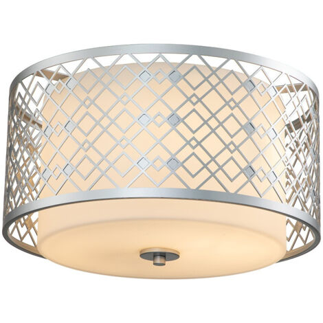 Elstead Ziggy Plafoniera a Sospensione Cilindrica a 2 Luci, Laccata Argento