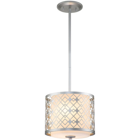 Elstead Ziggy Plafoniera a Sospensione Cilindrica, Laccata Argento
