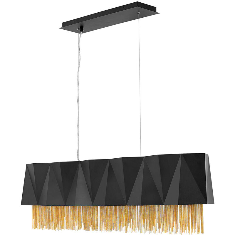 Elstead - Zuma 6 Light Pendant, Satin Black, Gold, E27