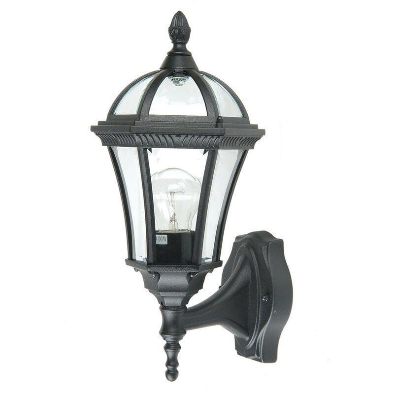 Image of Bury - Lanterna da parete per esterni 1 luce con luce nera IP44, attacco E27 - Elstead