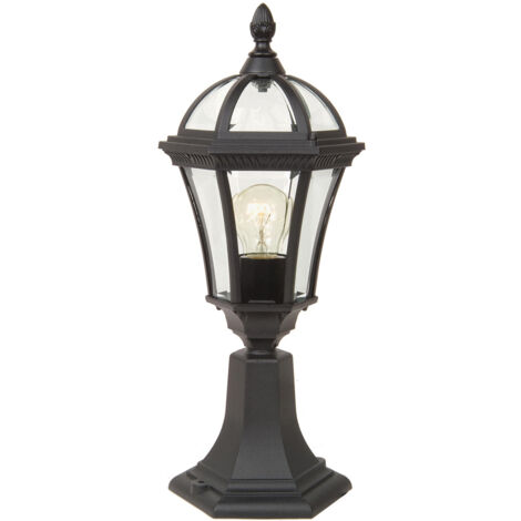 Elsteadbury - Lanterne sur piédestal d'extérieur à 1 lumière noire IP44, E27