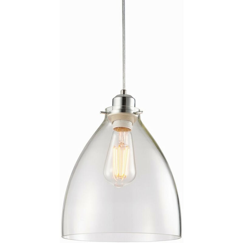 Elstow - Ceiling Pendant Light Chrome, Clear Glass, E27 - Endon