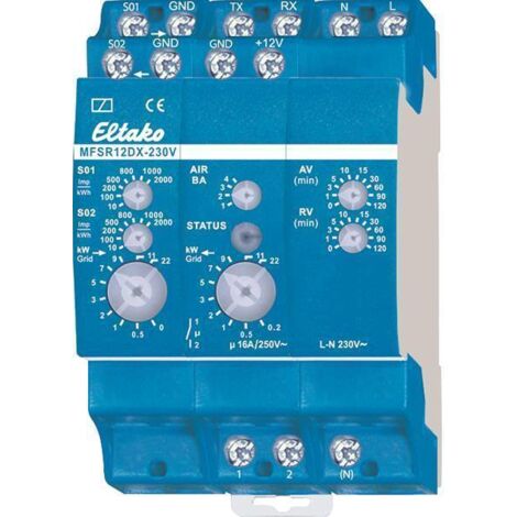 Eltako 22100530 MFSR12DX-230V Relè di corrente multifunzione 230 V/AC 1 pz. Intervallo di tempo: 0.1 - 14400 s 1 NA