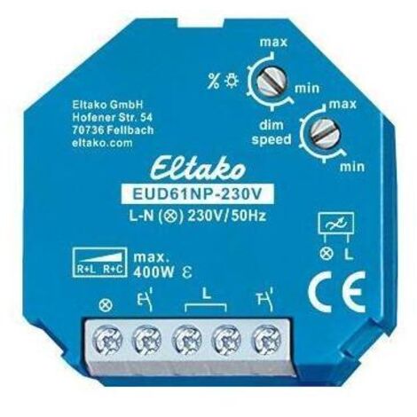 ELTAKO EUD61NP-230V Universal-Dimmschalter 230V ohne N, Power MOSFET 400W für R+L+C-Lasten-'1017621'