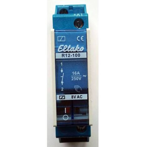 Eltako R12-100-8V Relais de commutation Tension nominale: 8 V Courant de commutation (max.): 8 A 1 NO (T) 1 pc(s)