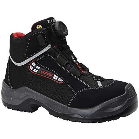 ELTEN Scarpe antinfortunistiche SANDER BOA ESD S3, uomo, tessuto, puntale in alluminio (più leggero della punta in acciaio), leggere, sportive, nero/rosso, misura: 47