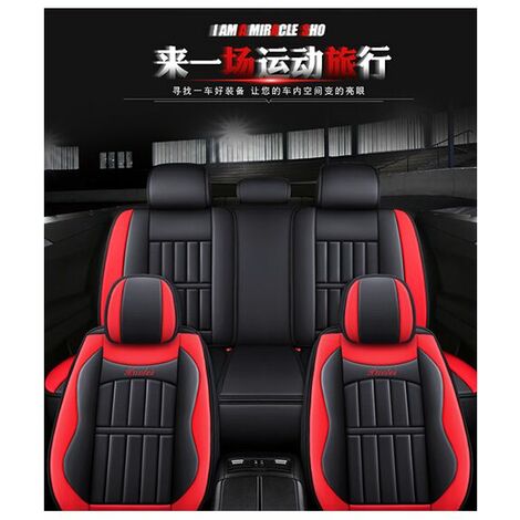 ELUTO Black Car Seat Cover Universal PU Leather Car Seat Covers Dog Pet Protector Full Set Front Rear (Black, Black)