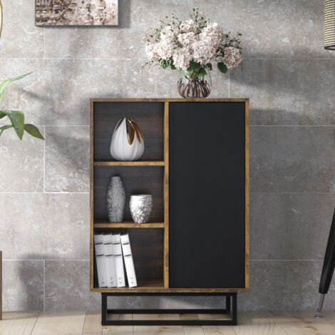 Elysian Sideboard - Rustic with Black Matt Doors  - 100cm