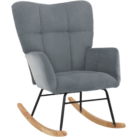 Elza-Rocking Chair Velours Gris