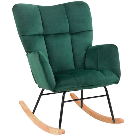 Elza-Rocking Chair Velours Vert