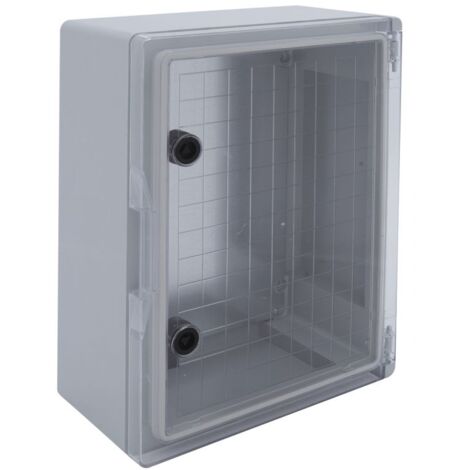 Em Distribution – Coffret électrique ABS 400x300x165mm étanche IP65 – Résistance chocs IK10 – Porte transparente avec serrure – Panneau montage acier galvanisé
