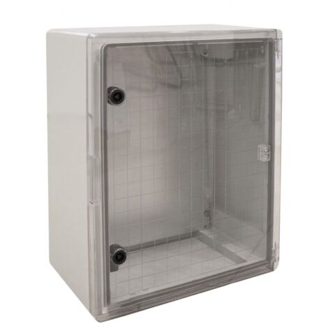 Em Distribution – Coffret électrique ABS 500x400x245mm étanche IP65 – Résistance chocs IK10 – Porte transparente – Plaque de montage incluse
