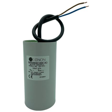 Em Distribution – Condensateur électronique de démarrage 100µF – Câble 280 mm – Fond plat pour moteurs monophasés 220V – Couple élevé 1,5kW à 2,2kW