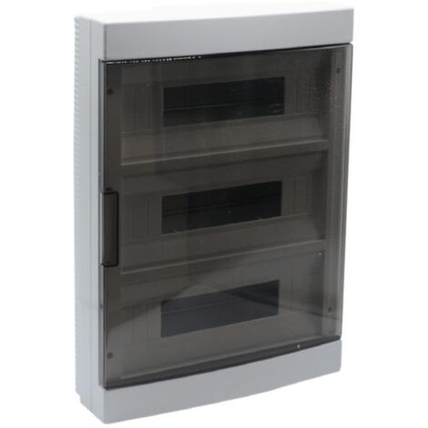 Em Distribution – Tableau de distribution 45 modules 475x330x100mm IP40 – Porte transparente fumée – Résistant aux chocs IK8 – Avec rail DIN