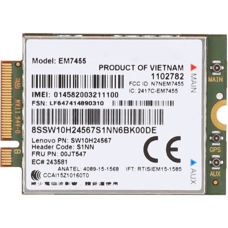 EM7455 Carte Réseau 4G LTE Sans Fil 50 Mbps Compatible Lenovo ThinkPad