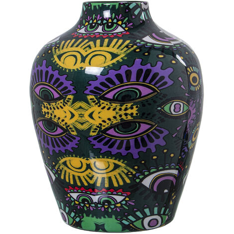 Emaille -Metallvase mit Augen ° 21x28cmpour alle Stile, um zu Hause eine Note zu verleihen