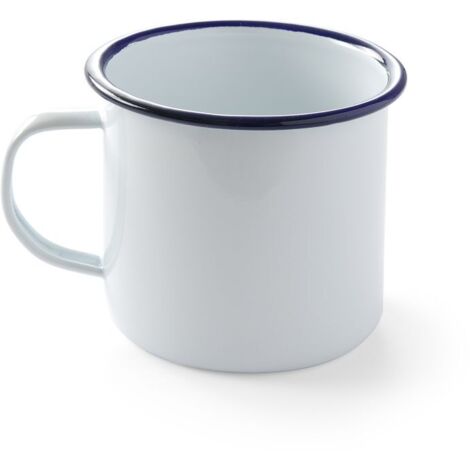 Emaillierter Becher mit Henkel, weiß, 360 ml, Hendi 621295