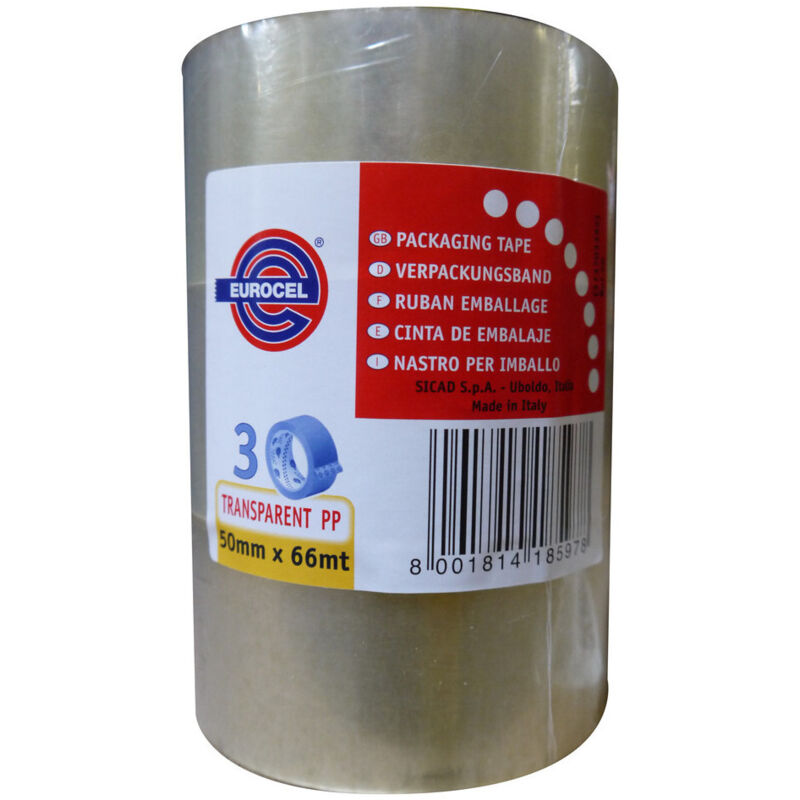 Cinta adhesiva para embalaje PP Trans lote 3 50x66 - Eurocel