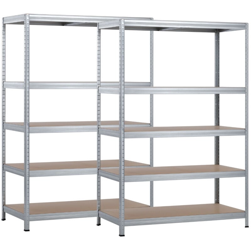 Orion91 - Lot 2 Rayonnages modulaires galvanisés avec 5 étagères réglables 180x120x60cm 1250Kg 7house