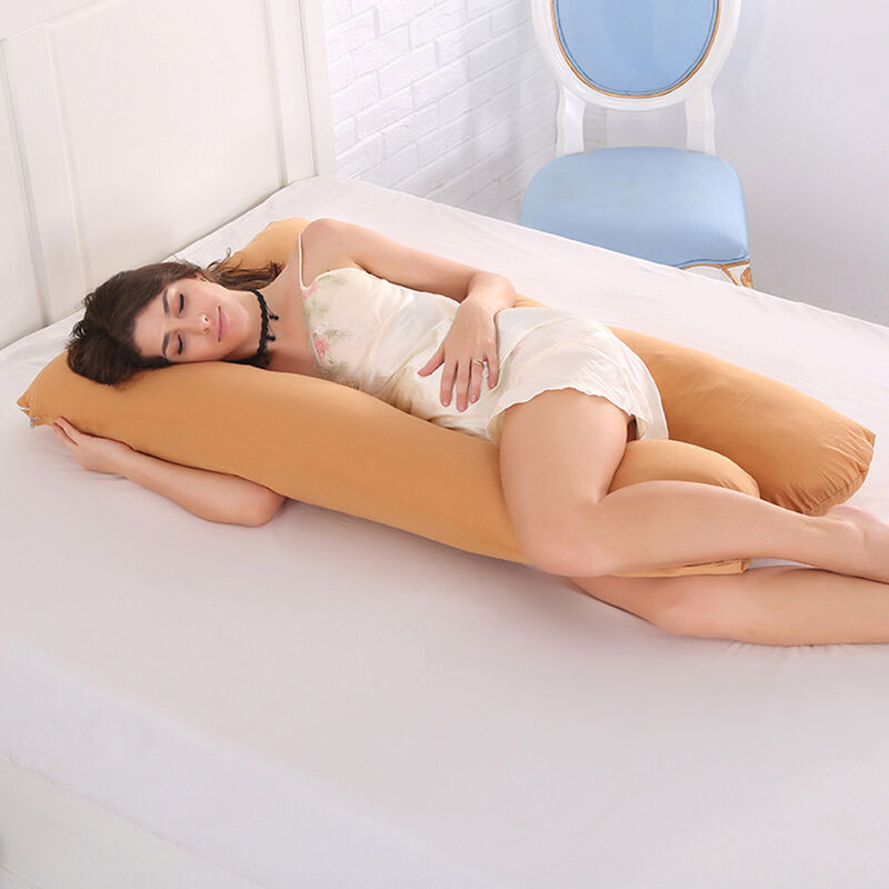 

Embarazo Almohada en forma de U Almohada de maternidad con cubierta lavable de algodon para dormir de costado y el alivio del dolor de espalda, Camel