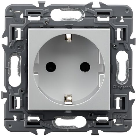 Embase 2P + TT VALENA NEXT 16A vis aluminium LEGRAND 741320