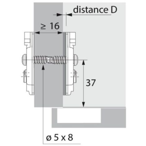 Embase avec réglage par excentrique avec vis Euro prémontées diam 5 x 8 mm distance 3 mm - HETTICH