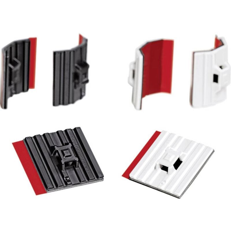 Embase de fixation Hellermanntyton FMB4APT-I-PA66HS-BK 151-02659 noir autocollant base flexible, 4 voies 10 pc(s)