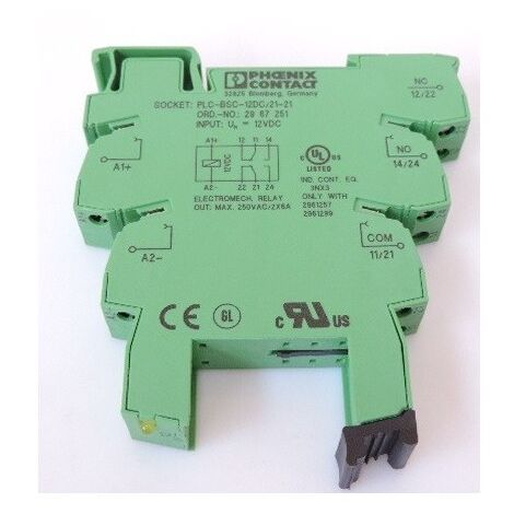 Embase de relais miniature pour rail NS 35/7.5 2RT 12V DC PLC-BSC- 12DC/21-21 PHOENIX CONTACT 2967251