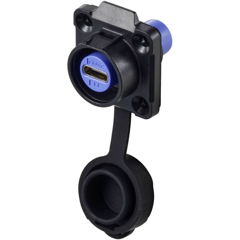 TruComponents 240961 USB Type C® panel mount skt, 4-hole flange IP67