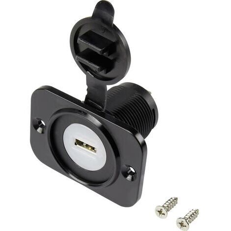 Embase femelle USB avec capot anti-poussière embase femelle, verticale 1 voie, Avant rectangle 43,1 x 60 mm, avec éclairage bleu 1229308 TRU COMPONE S497491