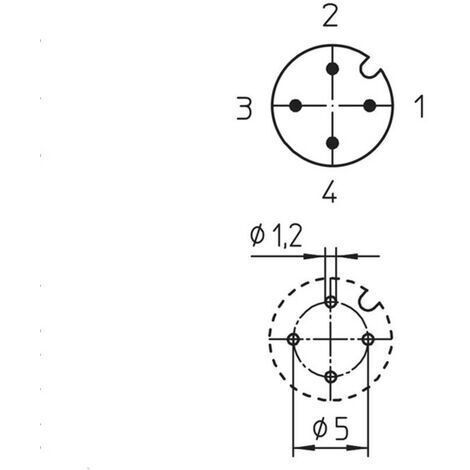 Embase M12 Lutronic 1231 04 T9CP 1234 embase mâle Nombre de pôles: 4 1 pc(s)