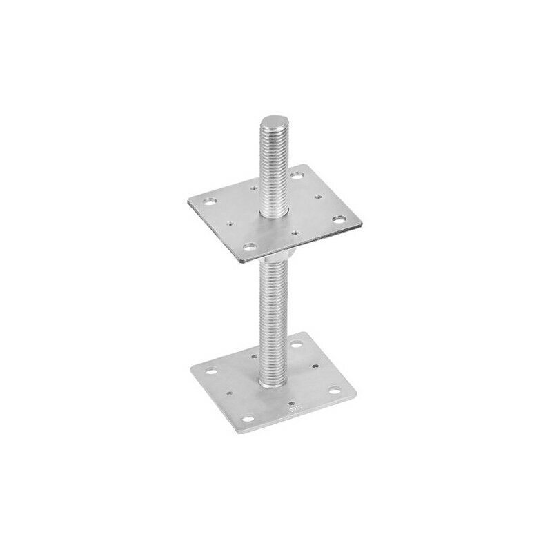 NM - Embase Pied de poteau carrée réglable par vis galvanisé à visser - 110 x 250 x 24 mm