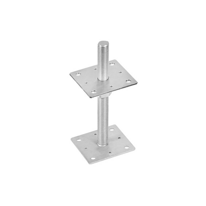 NM - Embase Pied de poteau carrée réglable par vis galvanisé à visser - 130 x 250 x 20 mm