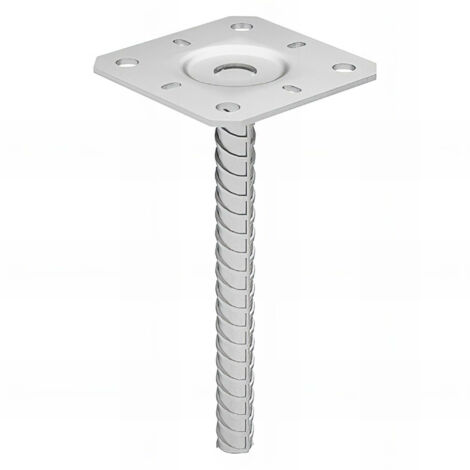 Embase pied de poteau carrée zinguée à ancrer - 100 x 205 x 3,0 mm