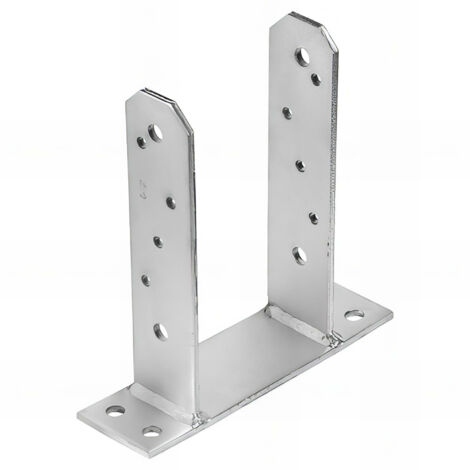 Fixtout – Embase pied de poteau zinguée à visser 150 x 200 x 50 mm – Épaisseur 5 mm – Pour fixation béton – Usage en milieu humide